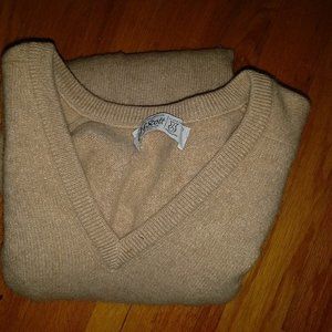 Lyle & Scott 100% Cashmere Tan V-Neck Sweater